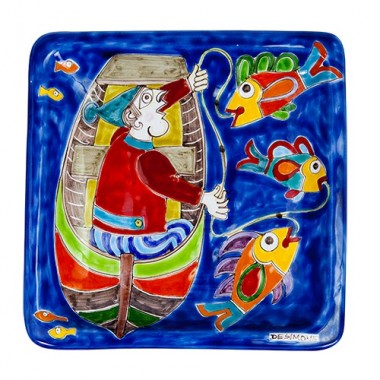 Piatto Quadrato Pescatore Ceramiche De Simone 20x20 DS 05 Piatto Quadrato Pescatore Ceramiche De Simone 20x20 DS 05